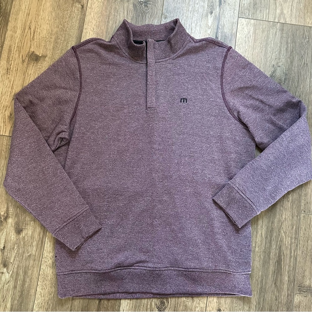 Travis Mathew Men’s Maroon Cloud Sweater, 1/4 Zip, Made in Peru, XL